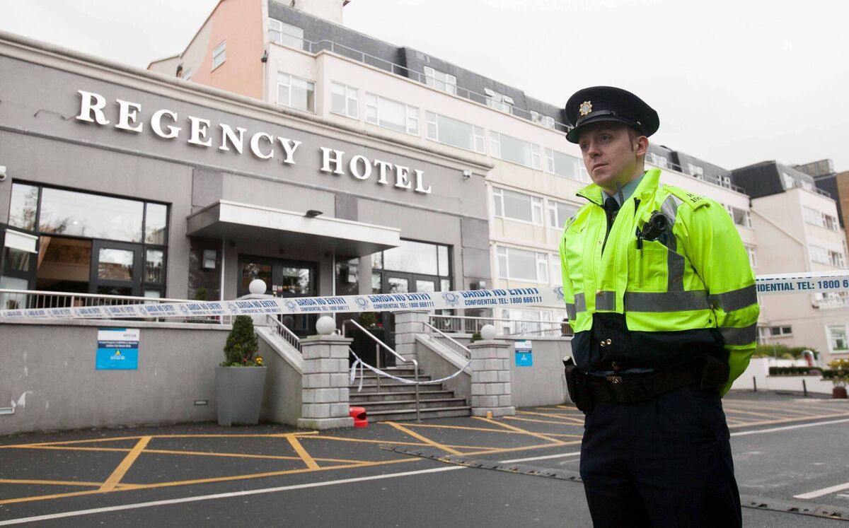 A garda officer at the Regency Hotel, Dublin, following the fatal shooting of David Byrne in 2016. Picture: Gareth Chaney Collins A garda officer at the Regency Hotel, Dublin, following the fatal shooting of David Byrne in 2016. Picture: Gareth Chaney Collins