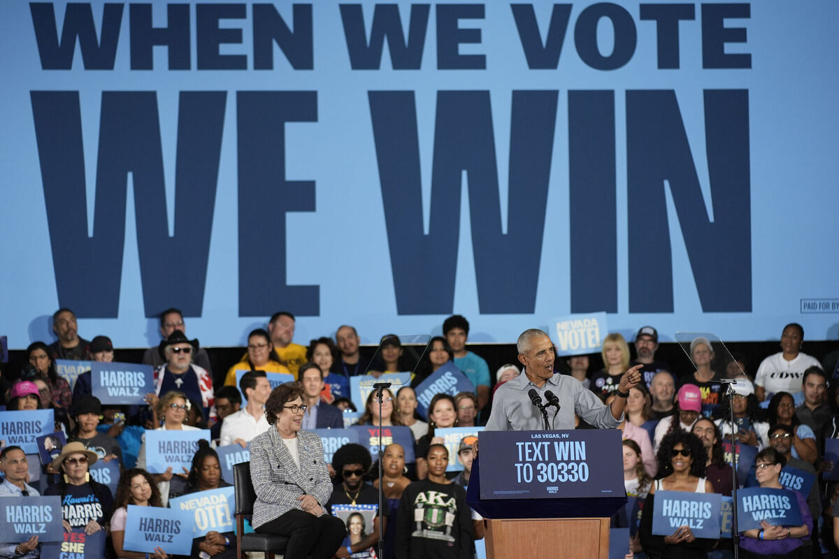 Former President Barack Obama speaks during a campaign rally supporting Democratic presidential nominee Vice President Kamala Harris on Saturday in Las Vegas Picture: AP Photo/John Locher Former President Barack Obama speaks during a campaign rally supporting Democratic presidential nominee Vice President Kamala Harris on Saturday in Las Vegas Picture: AP Photo/John Locher