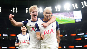 <p>PERFECT START: Tottenham Hotspur's Richarlison (right) celebrates scoring their side's goal.</p>