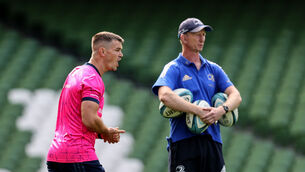 <p>Jonathan Sexton with Leinster head coach Leo Cullen. Pic: Dan Sheridan/Inpho</p>
