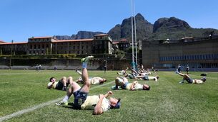 <p>READY TO CLIMB: A view of Munster Rugby Squad Training in Cape Town, South Africa this week. Pic:INPHO/Steve Haag Sports</p>