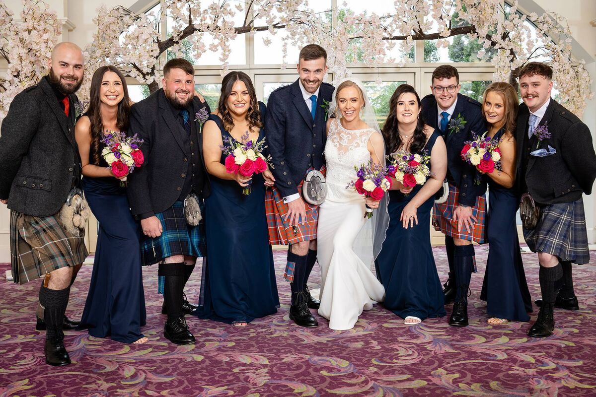 Shauna Lane and Bruce Cameron with their wedding party. Pictures: Martin Cleary, Cleary's Photography 