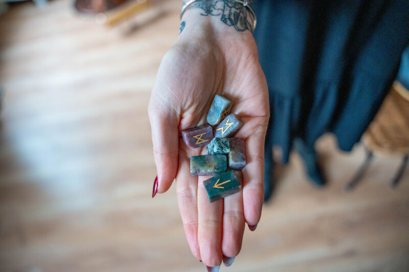 Phoebe O'Regan uses rune stones to provide psychic guidance for people's lives. Picture: Norel Sweeney Phoebe O'Regan uses rune stones to provide psychic guidance for people's lives. Picture: Norel Sweeney