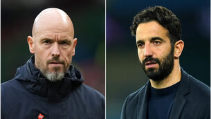 <p>NEXT IN LINE: Erik ten Hag (left) could be replaced at Manchester United by Ruben Amorim (right). Picture: PA Images</p>