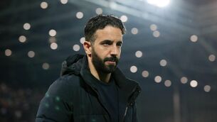 <p>NEXT MAN IN? Ruben Amorim, Head Coach of Sporting CP, looks on prior to the UEFA Europa League 2023/24 round of 16 second leg match between Atalanta and Sporting CP. Pic: Emilio Andreoli, Getty Images</p>