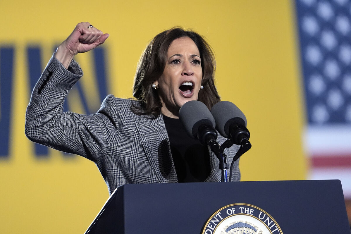 Kamala Harris was campaigning in Ann Arbor, Michigan, on Monday. Picture: AP /Paul Sancya
