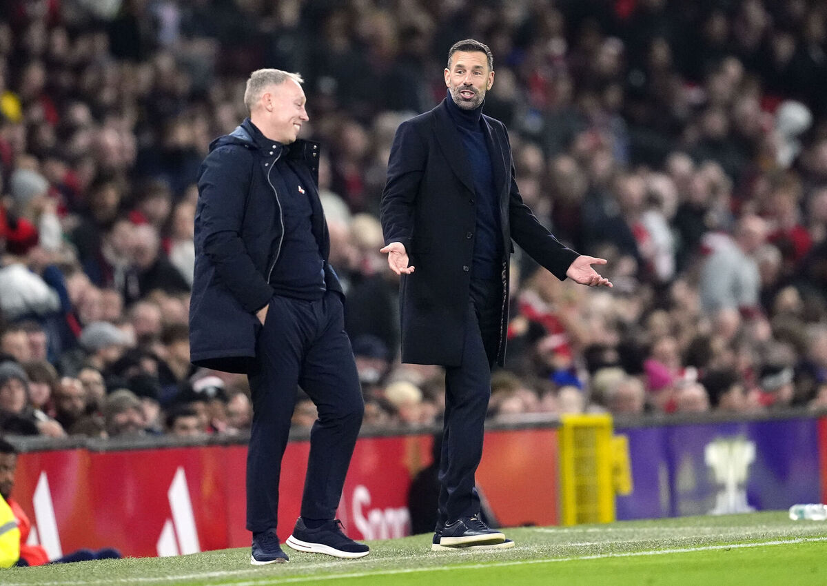 RUUD HEALTH: Leicester City manager Steve Cooper and Manchester United interim manager Ruud van Nistelrooy (right) during the Carabao Cup fourth round match. Pic: Nick Potts/PA Wire.