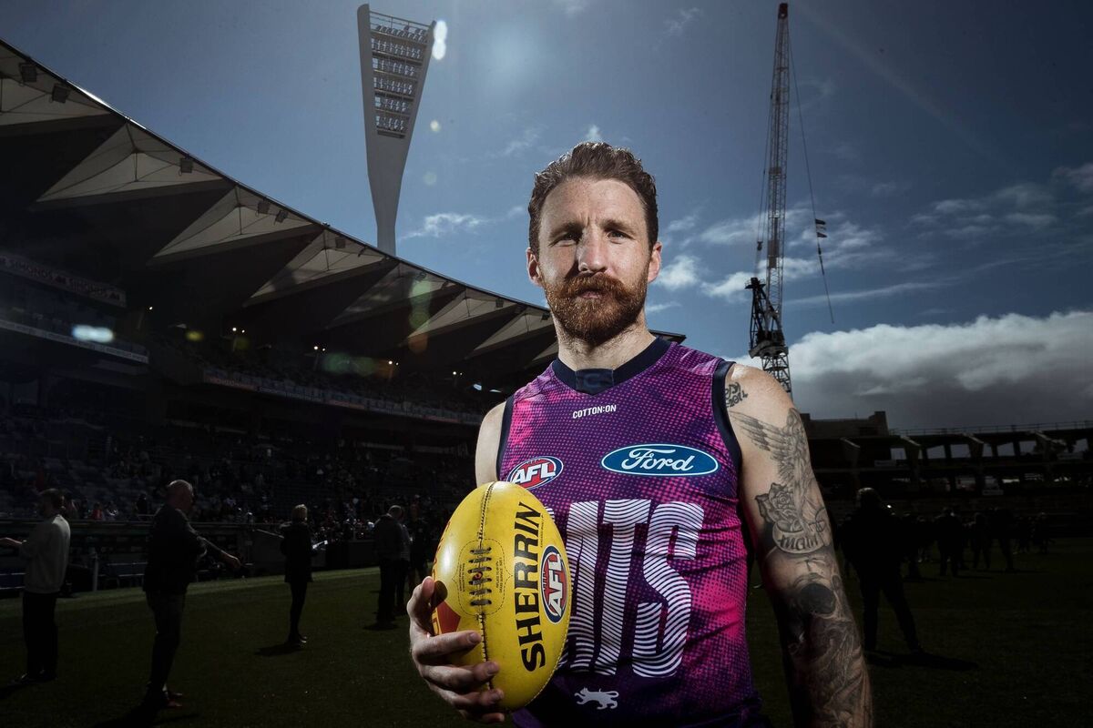 Zach Tuohy poses for a photo after a Geelong Cats AFL training session at GMHBA Stadium on September 19, 2022 in Geelong, Australia. Pic: Darrian Traynor/Getty Images.