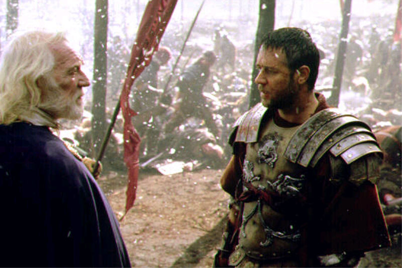 Richard Harris and Russell Crowe in a scene from Gladiator.