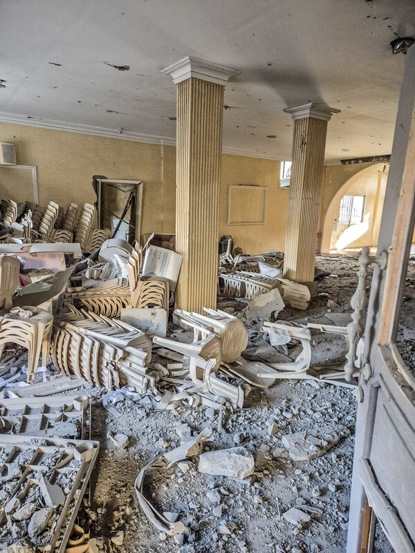 Pictures of bomb damage to Tibnine orphanage in southern Lebanon