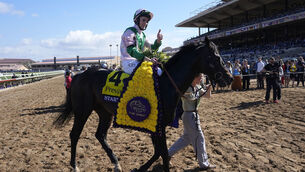<p>CALIFORNIA DREAM: Rossa Ryan celebrates after riding Starlust to victory in the Breeders' Cup Turf Sprint. Pic: AP Photo/Gregory Bull</p>