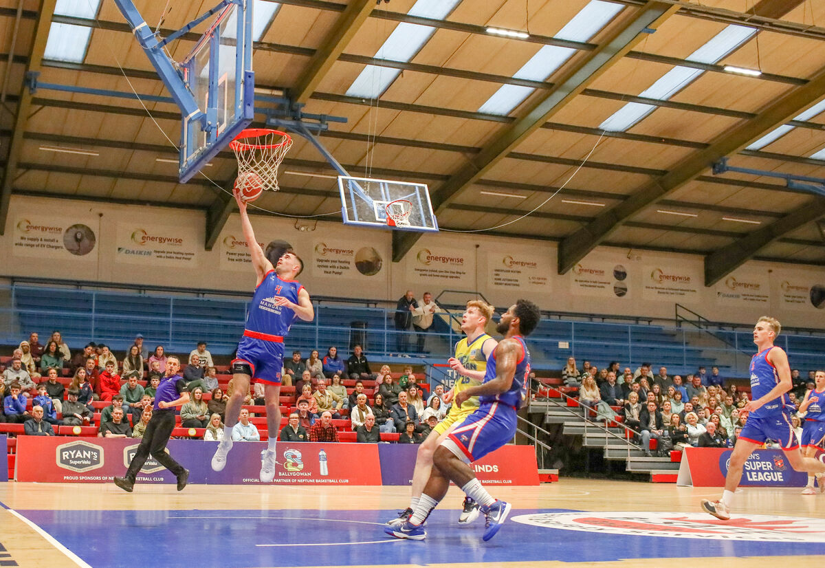 Demons' Scott Hannigan jumps and scores during the Men's National Cup game between UCC Demons and UCD Marian, at Neptune Stadium. Pic: David Creedon Demons' Scott Hannigan jumps and scores during the Men's National Cup game between UCC Demons and UCD Marian, at Neptune Stadium. Pic: David Creedon