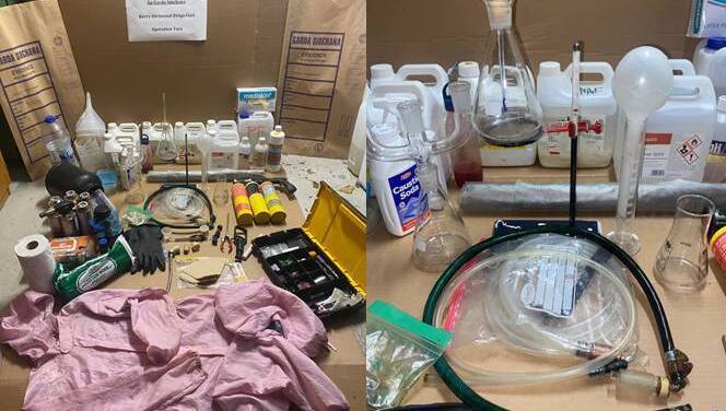 Drugs and the lab components for 'cooking' were found recently in Killarney.  File picture: An Garda Síochána 