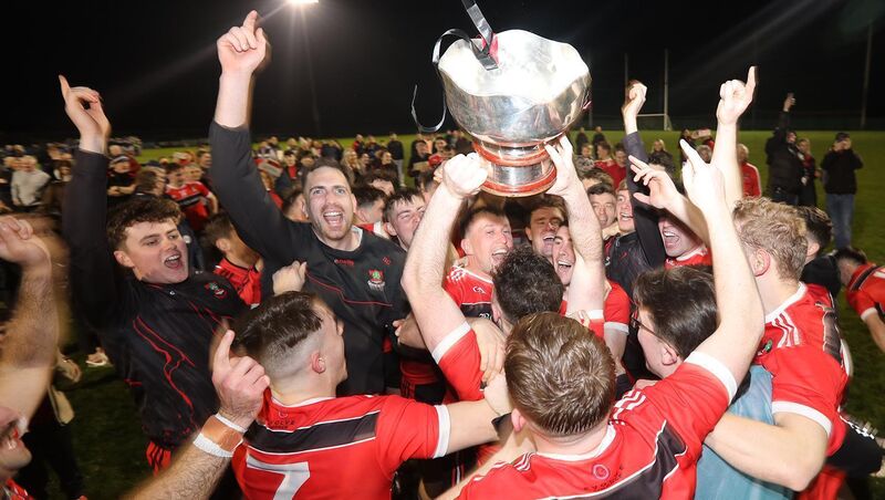 Adare celebrate winning their Limerick SFC final victory in Rathkeale. Pic: Brendan Gleeson Adare celebrate winning their Limerick SFC final victory in Rathkeale. Pic: Brendan Gleeson