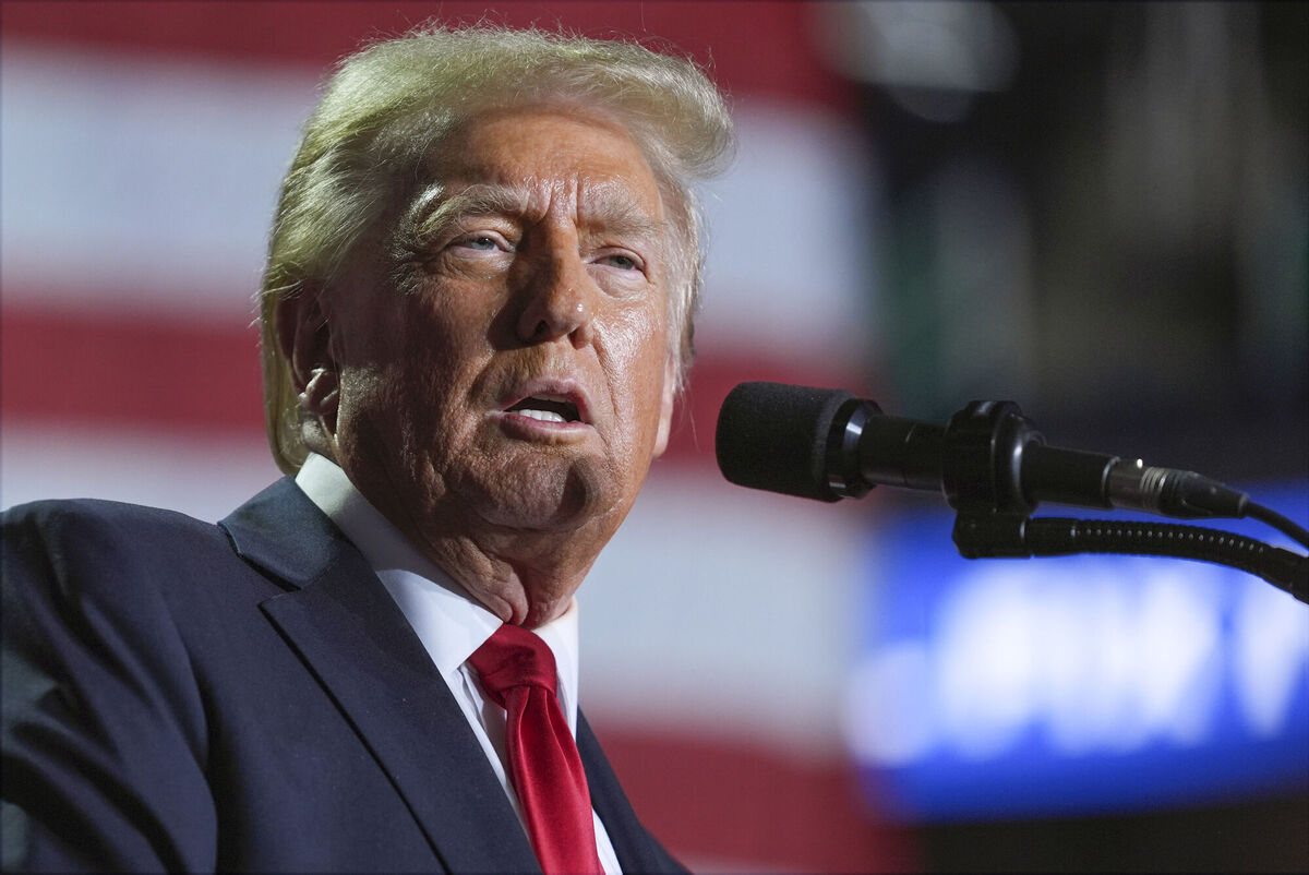 Republican presidential nominee former President Donald Trump speaks at a campaign rally at First Horizon Coliseum, Saturday in Greensboro, N.C. Picture: AP Photo/Evan Vucci