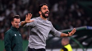 <p>SO LONG: Sporting Lisbon manager Ruben Amorim during the UEFA Champions League match against Manchester City. Pic: Zed Jameson/PA Wire.</p>