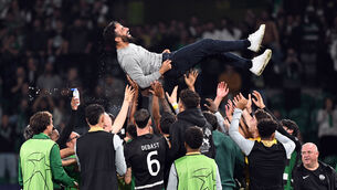 Sporting Lisbon manager Ruben Amorim celebrated victory in his final home match before joining Manchester United (Zed Jameson/PA)