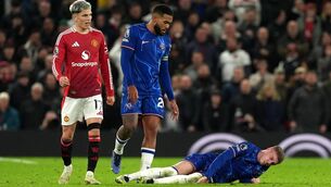 <p>Cole Palmer was injured at Old Trafford (Martin Rickett/PA)</p>