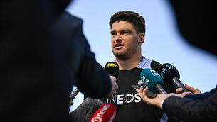 <p>NORTHERN EXPOSURE: Scott Barrett speaks to media after a New Zealand Rugby captain's run at the UCD Bowl in Dublin. Pic: Seb Daly/Sportsfile</p>