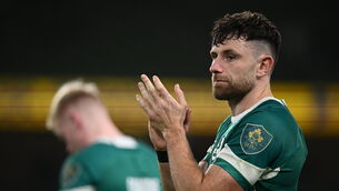 <p>Hugo Keenan of Ireland after his side's defeat in the Autumn Nations Series match between Ireland and New Zealand at the Aviva Stadium in Dublin. Photo by Seb Daly/Sportsfile</p>