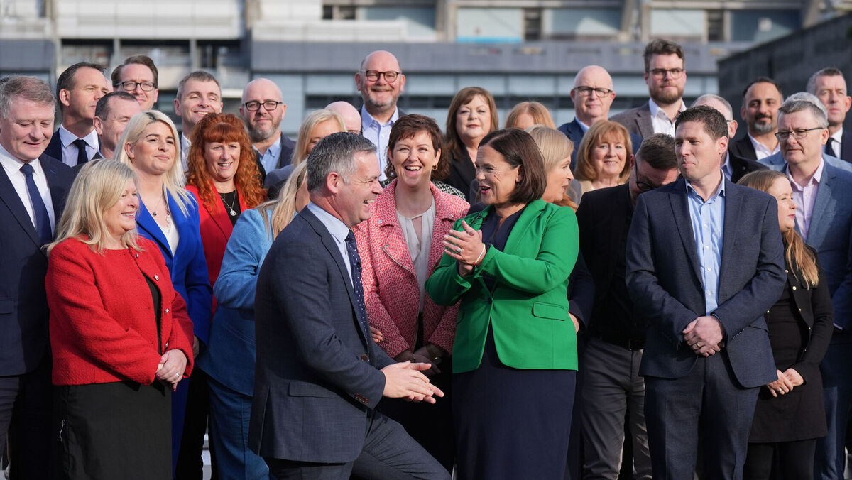 Mary Lou McDonald and Pearse Doherty at the introduction event for the party's team of candidates outside the Communications Workers Union near Croke Park in Dublin. Picture: Niall Carson/PA Wire Mary Lou McDonald and Pearse Doherty at the introduction event for the party's team of candidates outside the Communications Workers Union near Croke Park in Dublin. Picture: Niall Carson/PA Wire