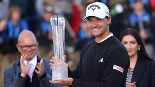 <p>Denmark's Rasmus Hojgaard celebrates after winning the 2024 Amgen Irish Open at Royal County Down in September. Picture: Peter Morrison/PA</p>