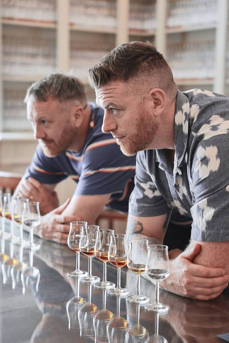 Conor Harrington and Maser, who are proud that their original artwork for the Hennessy Founder’s Edition bottle has now been brought home to Killavullen, the Co Cork home of Richard Hennessy before he left for France in the 1750s. 