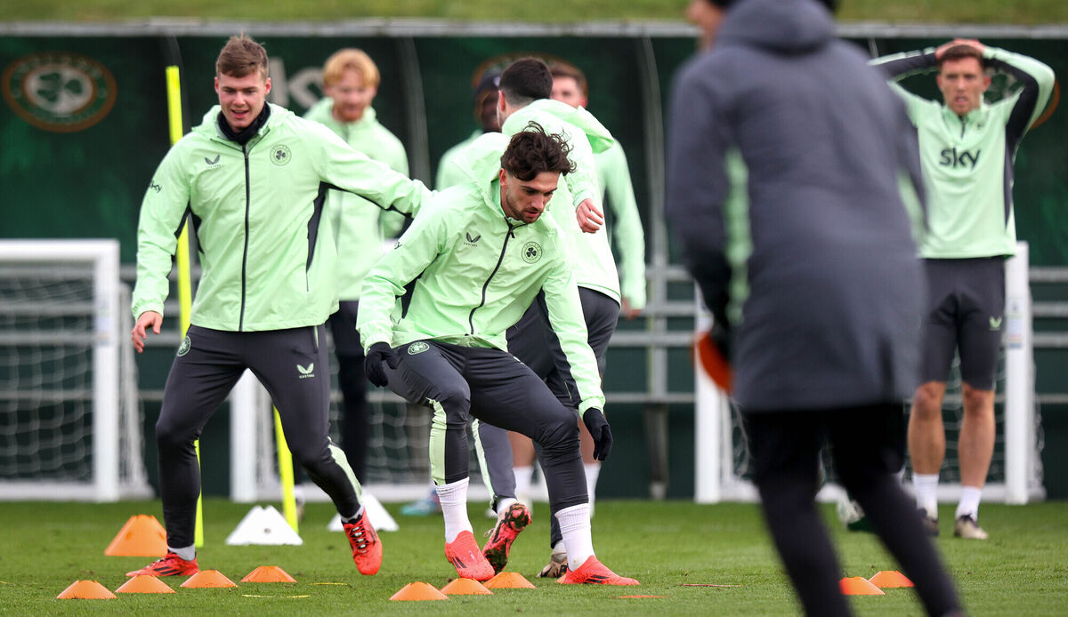 Republic of Ireland forward duo Evan Ferguson and Troy Parrott. Pic: Ryan Byrne/Inpho