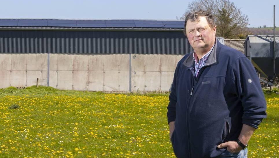 John Wellwood on his farm with solar panels on his farm shed at Craddockstown, Woodsgift, Co Kilkenny. He says the investment will pay for itself within eight years. 
