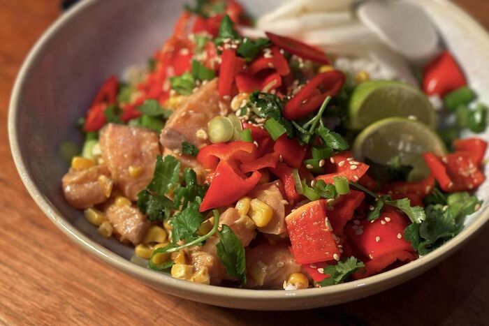 Suka Pinakarut Salmon Rice Bowl with Pickled Daikon