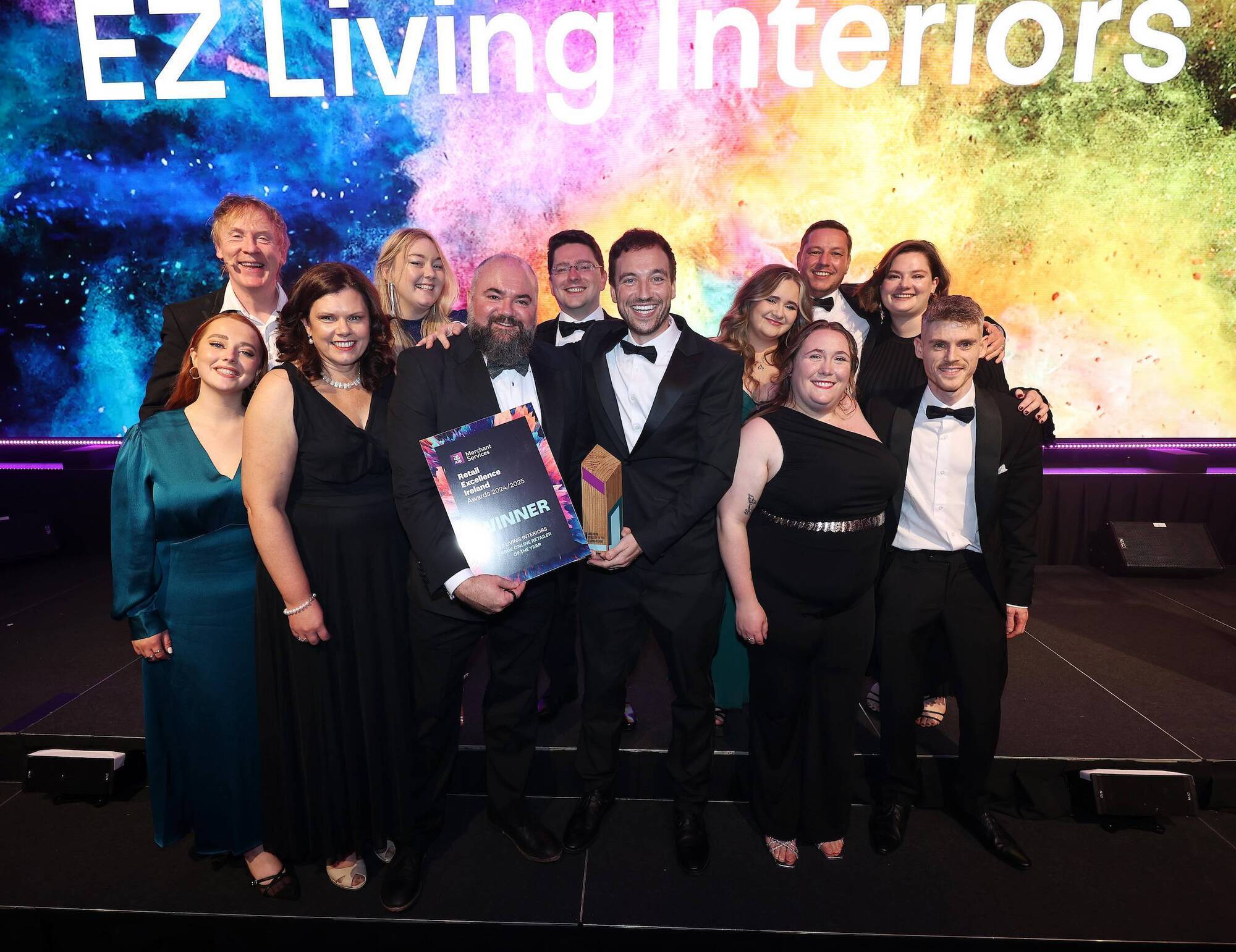 The team from EZ Living Interiors with the award for 'Large Online Retailer of the Year' at the  Retail Excellence Ireland Awards this month at the Galmont Hotel in Galway. This is the second consecutive year EZ Living Interiors has won the award.