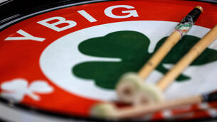 <p>DRUM ROLL PLEASE: A view of a fan’s drum ahead of the Finland game on Thursday night. Pic: INPHO/Ryan Byrne</p>