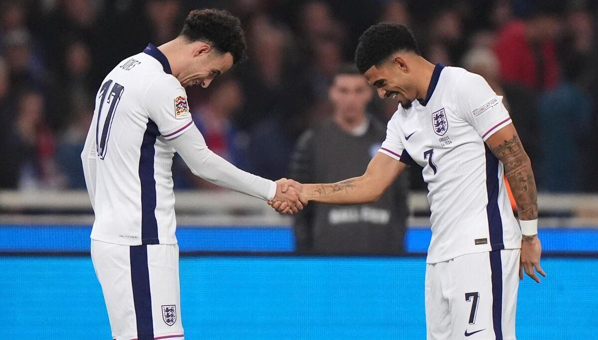 England's Curtis Jones (left) celebrates with team-mate Morgan Gibbs-White.