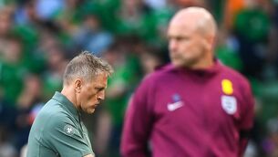 <p>WE MEET AGAIN: Republic of Ireland head coach Heimir Hallgrimsson, left, and England interim manager Lee Carsley at the Aviva Stadium. Pic: Stephen McCarthy/Sportsfile</p>