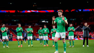 <p>SORRY: Ireland’s Nathan Collins dejected after the game. Pic ©INPHO/Ryan Byrne</p>