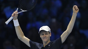 <p>FIRST ATP FINAL TITLE: Jannik Sinner celebrates his ATP Finals victory. Picture: Antonio Calanni/AP</p>