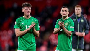 <p>LESSONS TO BE LEARNED: Ireland's Andrew Moran and Josh Cullen applaud the fans after the loss to England. Pic: ©INPHO/Ryan Byrne</p>