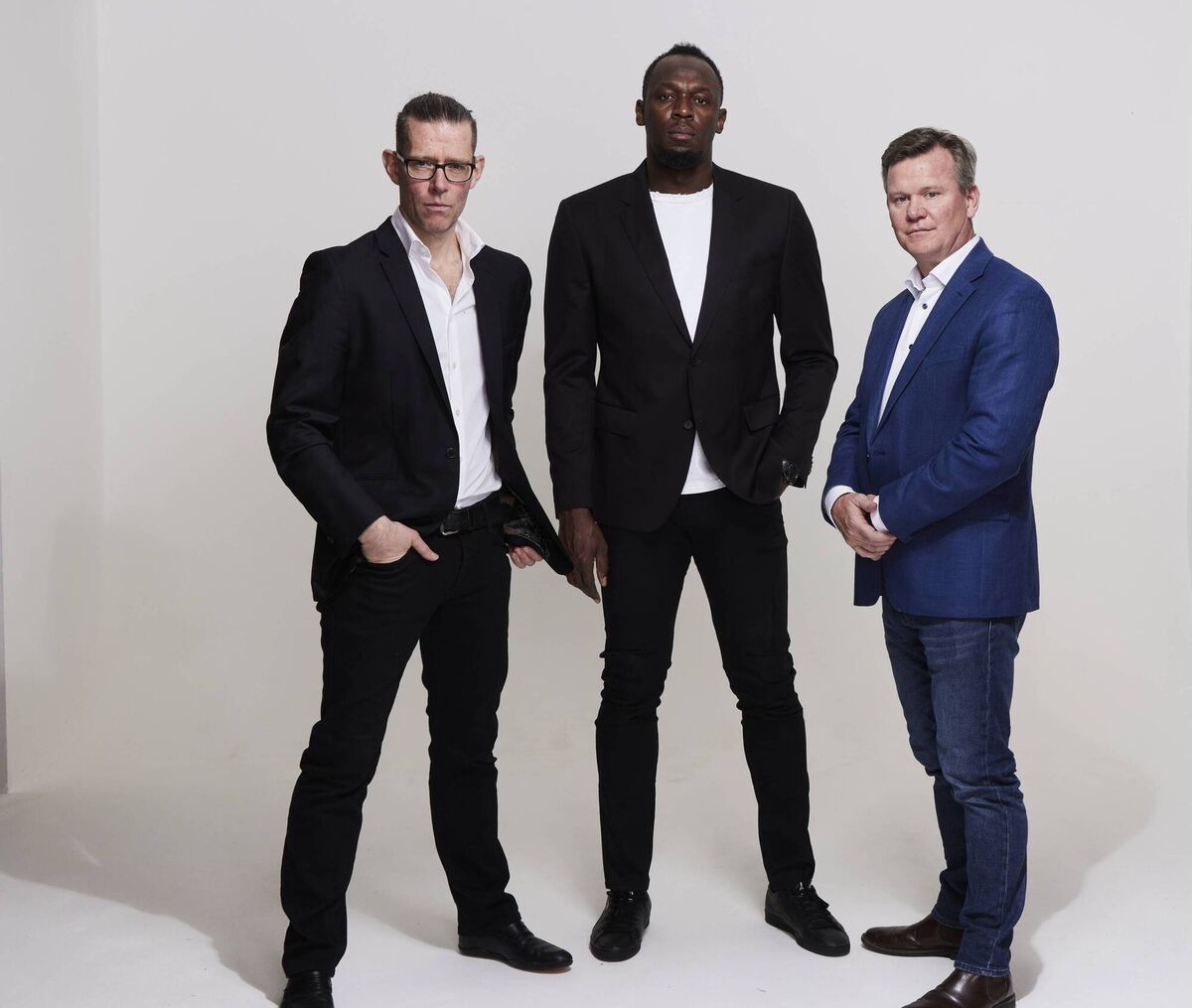 WYLDE+BOLT left to right: Steve Daly, Usain Bolt, David Cronin, in 2022.