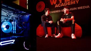 <p>Marketing and Media associate with WYLDE, Liam Ferguson and Professional gamer Ciaran Walsh, aka Welly pictured in the state of the art esports training centre on Cork’s South Mall which is co owned by Usain Bolt. Picture Chani Anderson</p>