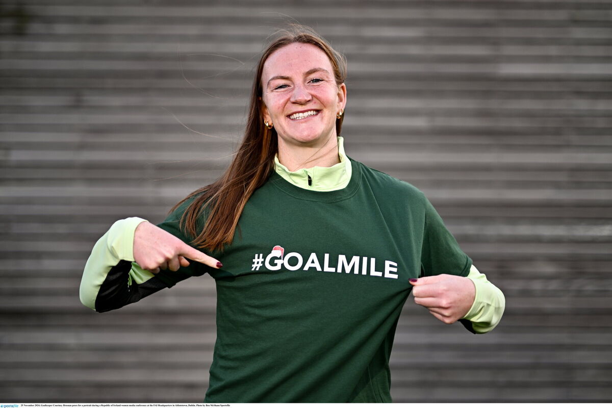Goalkeeper Courtney Brosnan poses for a portrait during a Republic of Ireland women media conference. Pic: Ben McShane/Sportsfile Goalkeeper Courtney Brosnan poses for a portrait during a Republic of Ireland women media conference. Pic: Ben McShane/Sportsfile