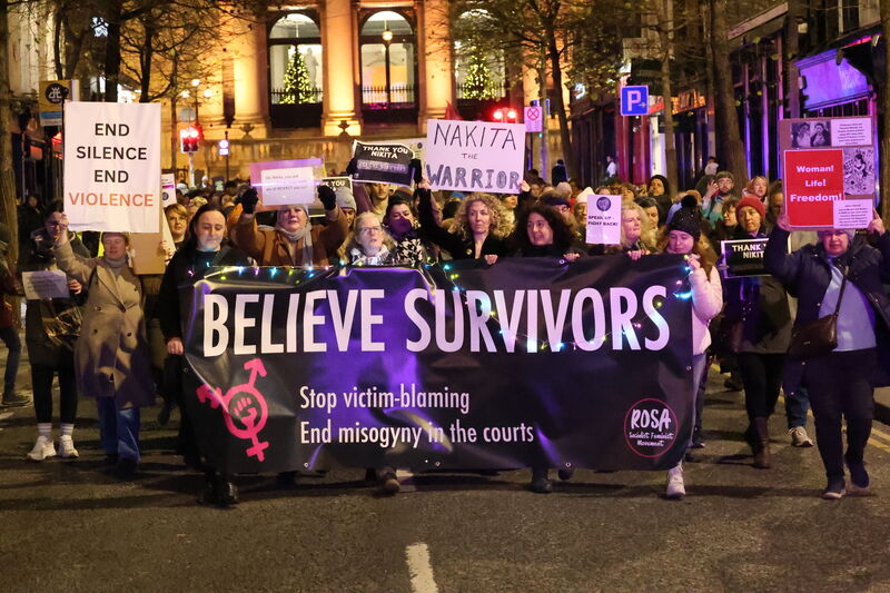 Protesters in Dublin City on Monday night. Picture: Collins Photos Protesters in Dublin City on Monday night. Picture: Collins Photos