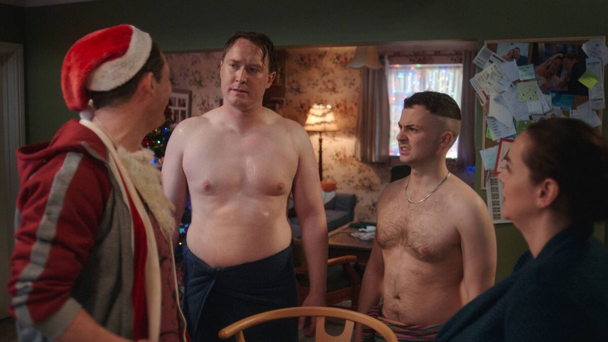 Billy Murphy (Shane Casey), Sgt Tony Healy (Dominic MacHale), Conor MacSweeney (Alex Murphy), and Mairéad MacSweeney (Hilary Rose) in The Young Offenders Christmas special Billy Murphy (Shane Casey), Sgt Tony Healy (Dominic MacHale), Conor MacSweeney (Alex Murphy), and Mairéad MacSweeney (Hilary Rose) in The Young Offenders Christmas special
