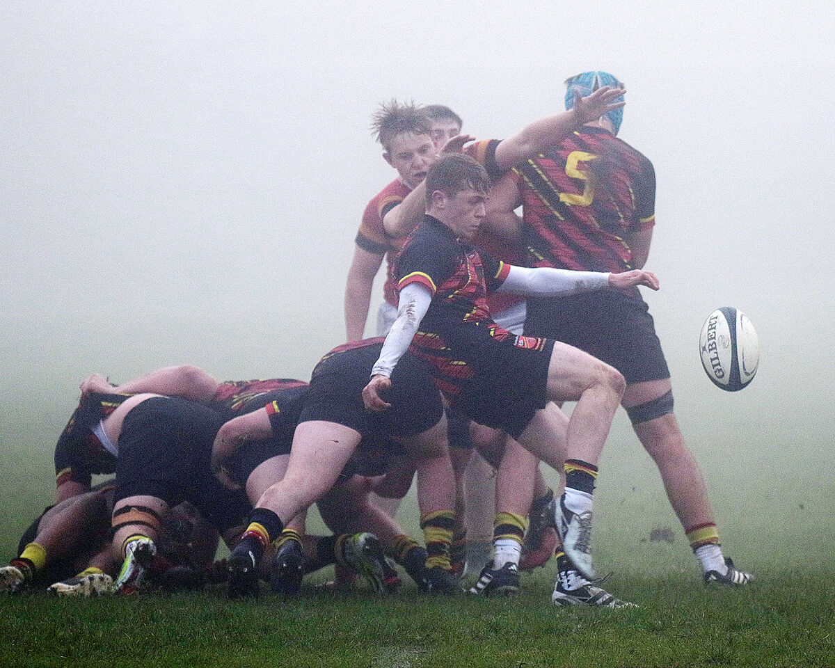 Ollie Butler, Ardscoil Ris clearing the ball against CBC in the Munster Schools Senior Cup. Picture: Brendan Gleeson