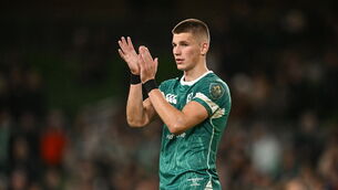 <p>BREAKOUT STAR: Ireland's Sam Prendergast after the Autumn Nations Series match between Ireland and Fiji at the Aviva Stadium. Pic: Ben McShane/Sportsfile</p>