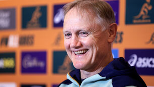 <p>HEY JOE: Australia head coach Joe Schmidt in Dublin on Thursday. Pic: INPHO/Laszlo Geczo</p>
