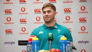 <p>Munster and Ireland out-half Jack Crowley speaks to the media on Tuesday. Picture: ©INPHO/Tom Maher</p>