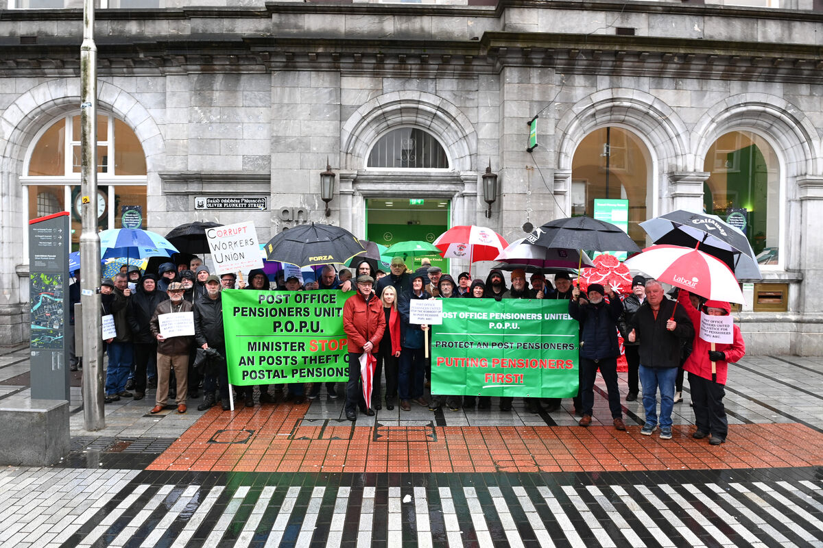Protestors at the GPO on Oliver Plunkett Street on Friday morning. Protestors at the GPO on Oliver Plunkett Street on Friday morning.