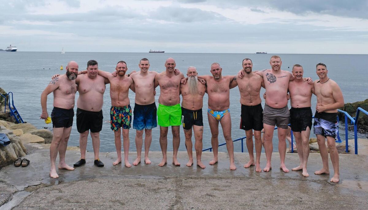 A group of swimmers from Blue Balls Ireland who feature in 'Swimming Wild Ireland!' by Vicky Allan and Anna Deacon