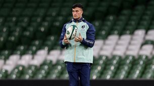 <p>WIRED FOR SOUND: Joseph-Aukuso Sua'ali'i at the Aviva Stdium on Friday. INPHO/Andrew Conan</p>