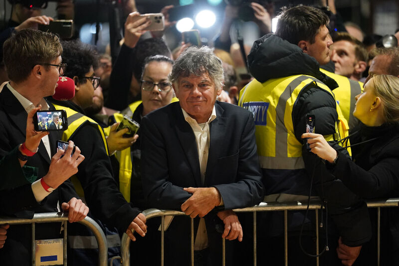 'The Monk' did eventually arrive at the RDS Simmonscourt count centre on Sunday afternoon, accompanied by Jim Sheridan and the documentary film crew. Picture: Brian Lawless/PA